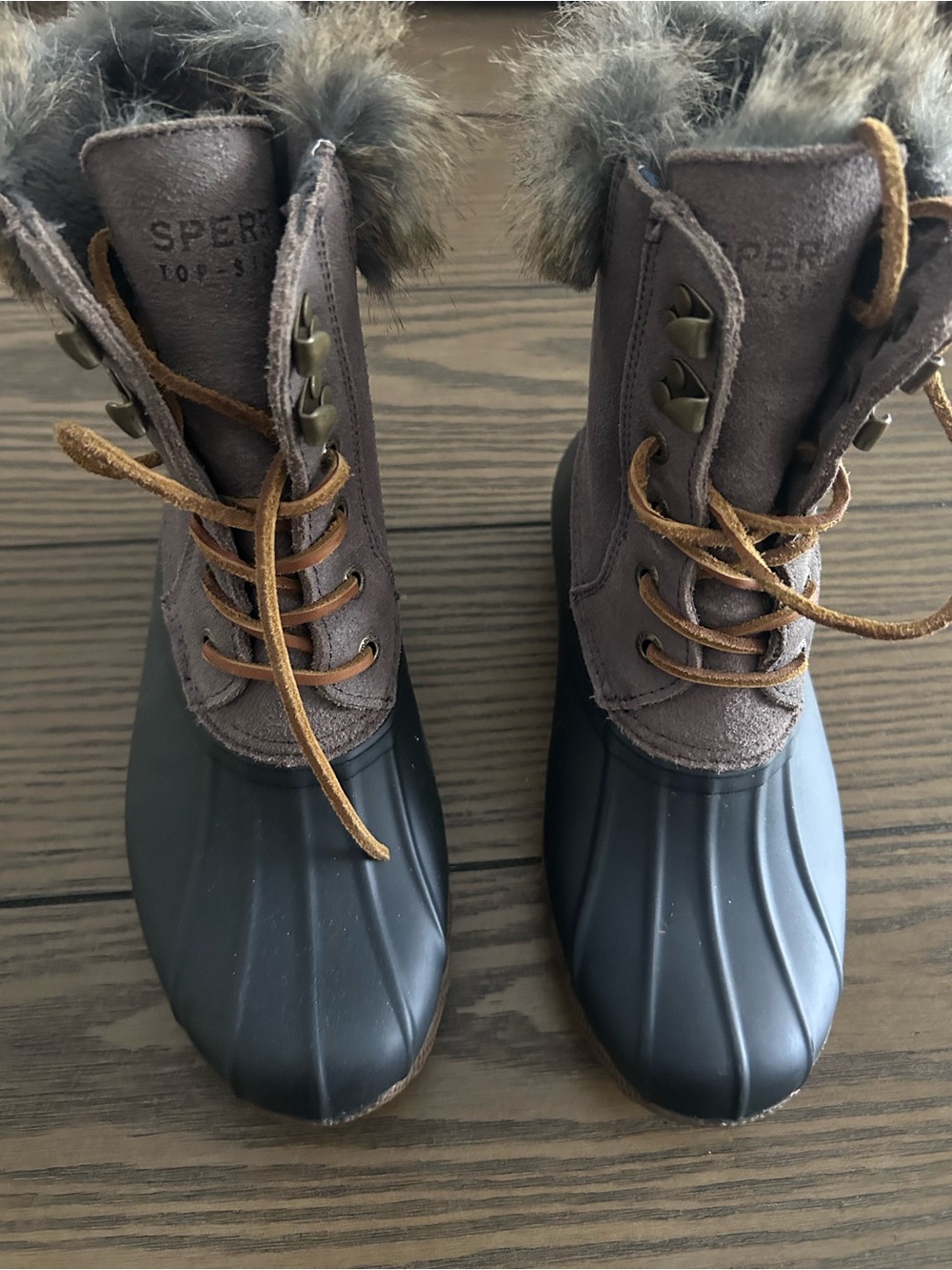 Sperry Brown and Black Faux Fur Lined Boot